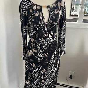 INC International Concepts Black and White Long Sleeve Dress